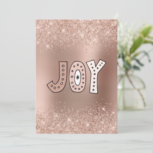 Blush Parties scintillant Rose Gold Foil Joy Carte (Debout devant)