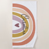 Blush Pastel Boho Rainbow Name Beach Towel Strandlaken (Voorkant)