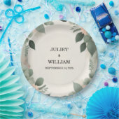 Blush pastel perzik munt mos salie groen bruiloft papieren bordje (Feest)