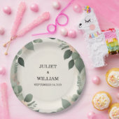 Blush pastel perzik munt mos salie groen bruiloft papieren bordje (Feest)