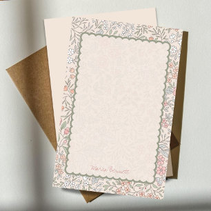 Blush pastelbloem monogram briefpapier