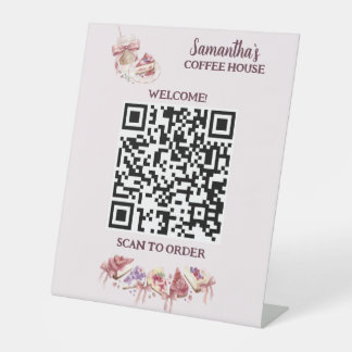 Blush Patisserie Cafe Aangepast Merk Reclamebord Met Voetstuk