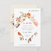 Blush & Peach Bloemen Rustiek Save The Date (Voorkant / Achterkant)
