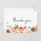 Blush & Peach Bloemen w / Tekst Bedankkaart (Voorkant / Achterkant)