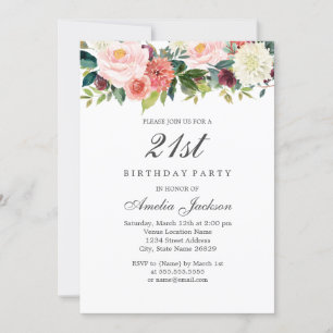 Blush Peach Botanisch Bloemig 21e Verjaardag Kaart