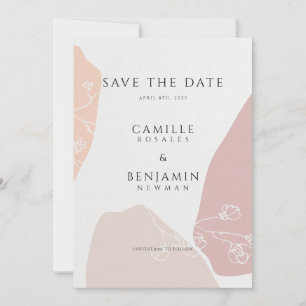 Blush Peach Botanische Bloemen Eenvoudig Save The Date