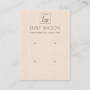 BLUSH PEACH CERAMIC TEXTURE 2 EARRING DISPLAY LOGO VISITEKAARTJE