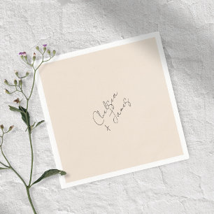 blush peach   Chic Script minimalistische bruiloft Servet