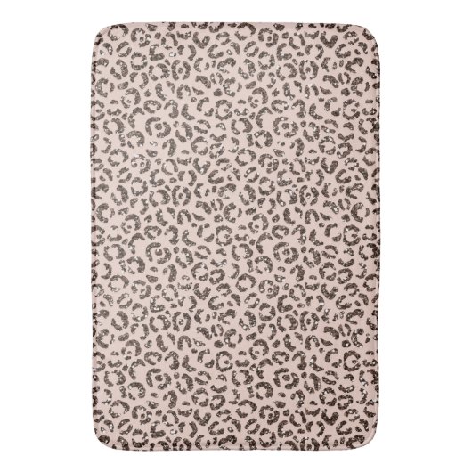 Blush Peach Chocolate Brown Leopard Glitter Badmat (Voorkant Verticaal)