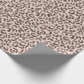 Blush Peach Chocolate Brown Leopard Glitter Cadeaupapier (Hoek)