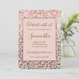 Blush Peach Chocolate Brown Leopard Glitter Kaart