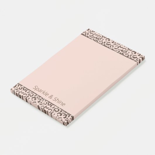 Blush Peach Chocolate Brown Leopard Glitter    Post-it® Notes (Schuin)