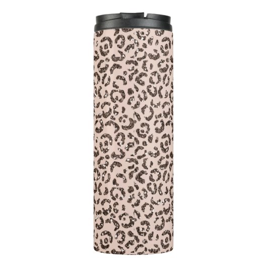 Blush Peach Chocolate Brown Leopard Glitter        Thermosbeker (Achterkant)
