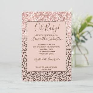 Blush Peach Chocolate Brown Leopard Glitz Glitter Kaart
