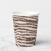 Blush Peach Chocolate Brown Zebra Print Glitter Papieren Bekers (Rechts)