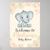 Blush Peach Elephant Welcome Sign Poster (Voorkant)