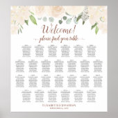 Blush Peach Floral 26 Table Wedding Seating Chart Poster (Voorkant)