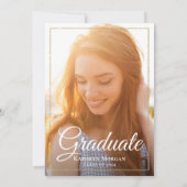 Blush Peach Floral Gold Glitter Photo Afstuderen Kaart (Achterkant)