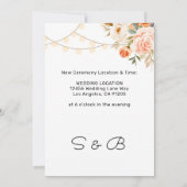 Blush & Peach Floral & Lichten wijzigen Datum Kaart (Achterkant)