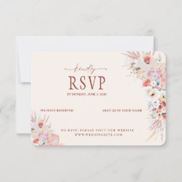 Blush Peach Floral QR Code RSVP Wedding