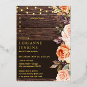 Blush &Peach Floral Rustic Afstuderen Foto v2 FL Folie Uitnodiging (Voorkant)