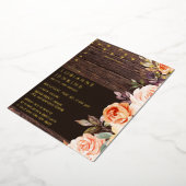 Blush & Peach Floral Rustic Afstuderen v2 Full Folie Uitnodiging (Gedraaid)