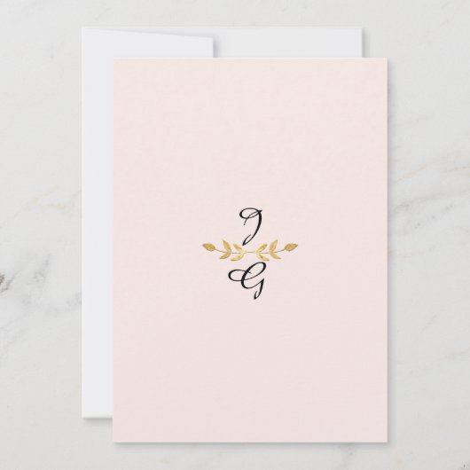 Blush Peach Floral Waterverf Foliage Forest Green Kaart (Achterkant)