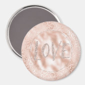Blush Peach Leopard print Glitter Love Magneet (Voorkant / Achterkant)