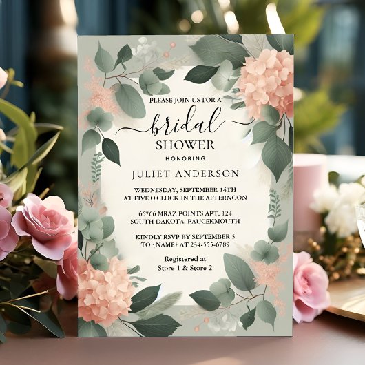 Blush Peach Mint Moss Sage Groen Vrijgezellenfeest Kaart