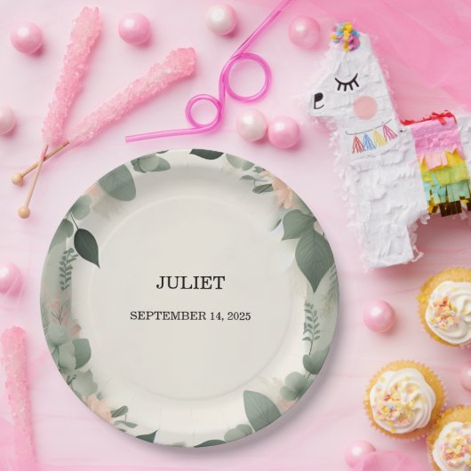 Blush Peach Mint Moss Sage Groen Vrijgezellenfeest Papieren Bordje (Feest)