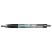 Blush Peach Roze Blauw Goud Marmeren Kunst Patroon Pen (Achterkant)