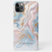 Blush Peach Roze Blauw Goud Marmeren Kunstpatroon Case-Mate iPhone Case (Achterkant)