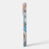 Blush Peach Roze Blauw Wit Goud Marmeren Patroon iPhone Hoesje (Linkerkant)