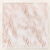 Blush Peach Roze Witte Zebra print Glazen Onderzetter (Voorkant)