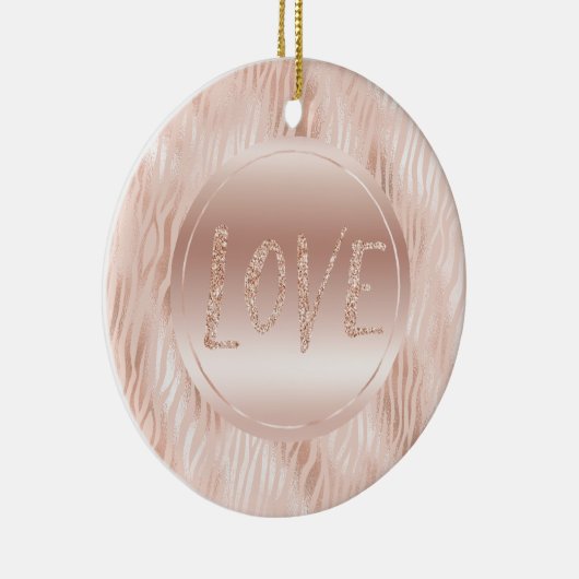 Blush Peach roze zebra print Glitter Love Keramisch Ornament (Rechts)