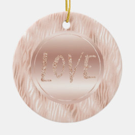 Blush Peach roze zebra print Glitter Love Keramisch Ornament