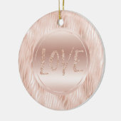 Blush Peach roze zebra print Glitter Love Keramisch Ornament (Links)
