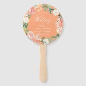 Blush Peach Sage Waterverf Bloemen Welkom Bruiloft Handwaaier (Voorkant)