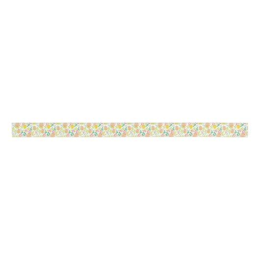 Blush Peach Spring Floral Meadow Grosgrain Lint (Voorkant)