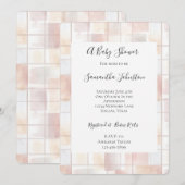 Blush Peach Squares Baby Shower Kaart (Voorkant / Achterkant)