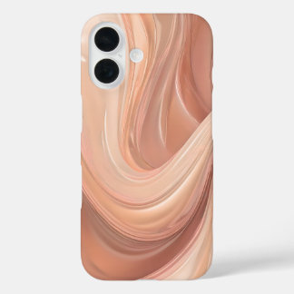 Blush Peach Swirl – Elegant Fluid Marble Pattern iPhone 16 Hoesje