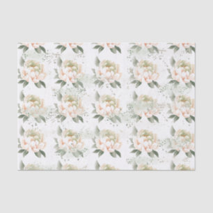 Blush Peachy Peonies Gespikkeld Tissue Papier