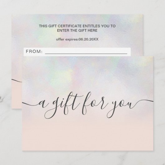 Blush pearl nacre ombre gift certificate (Voorkant / Achterkant)