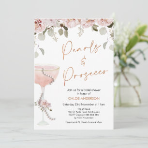 Blush Pearls Prosecco Blush Floral Vrijgezellenfee Kaart