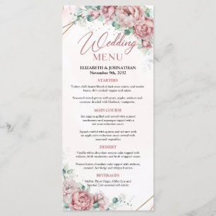 Blush peonies eucalyptus faux Gold lijst menu