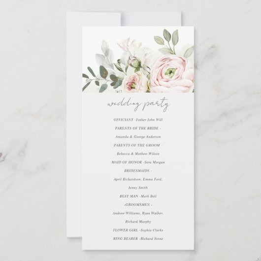 Blush Peonies Eucalyptus Foliage Programme de mari (Dos)