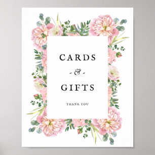 Blush Peonies Hydrangea Eucalyptus Kaarten Gifts Poster