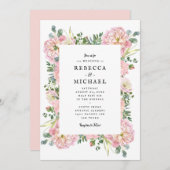 Blush Peonies Hydrangea Eucalyptus Wedding Kaart (Voorkant / Achterkant)