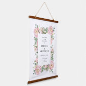 Blush Peonies Hydrangea Eucalyptus Weduwschap Welk Hangend Wandkleed (Gebogen)