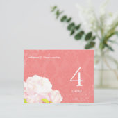 Blush Peony Coral Mariage Numéro de table (Debout devant)